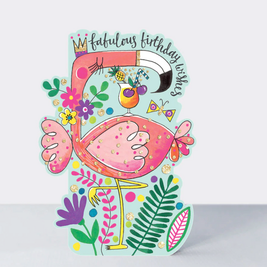 Fabulous Birthday Wishes Flamingo Card