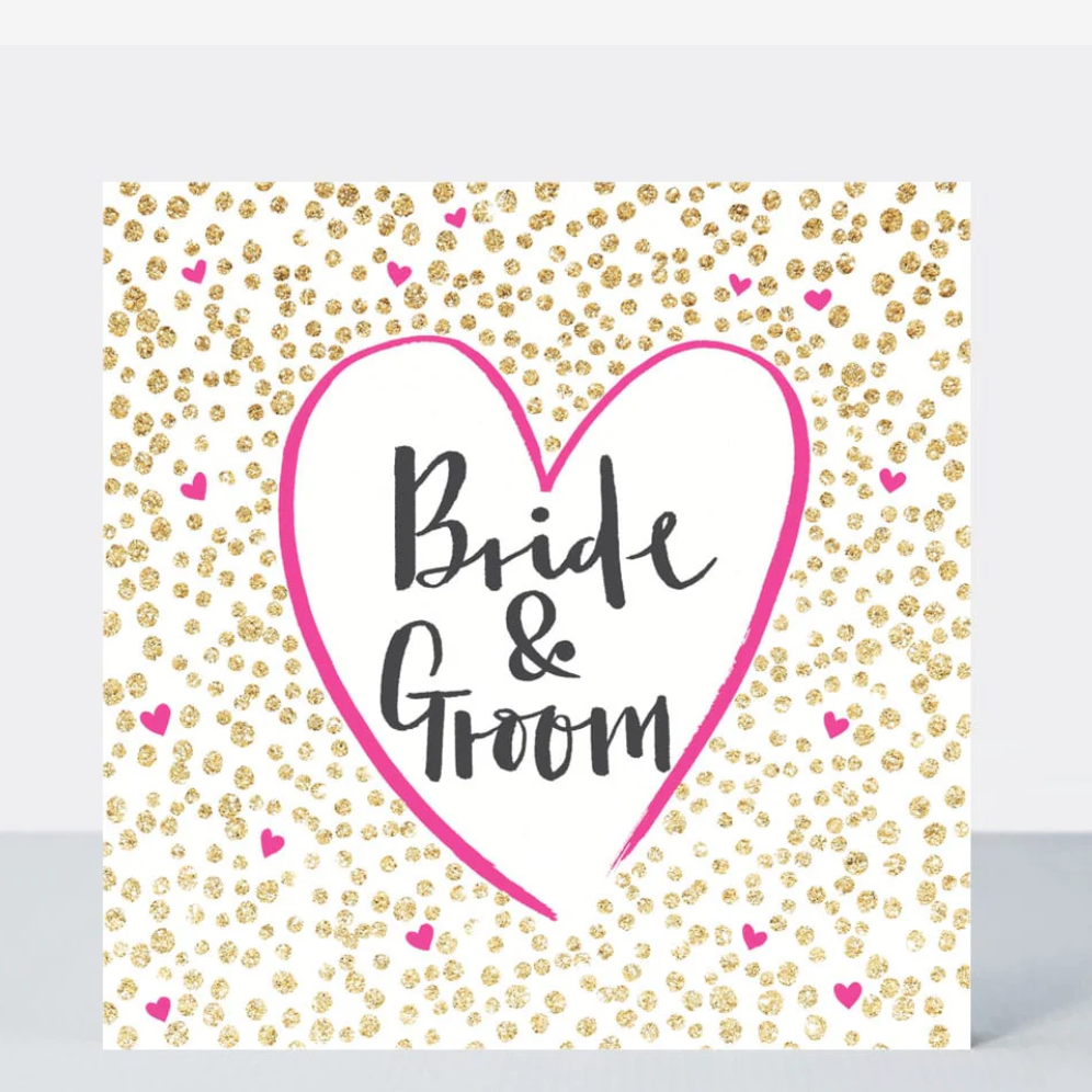 Bride & Groom Pink Heart Card