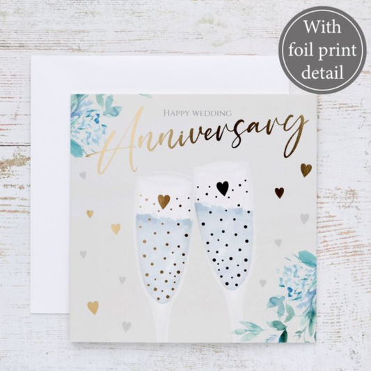 Happy Anniversary Champagne Flutes Card