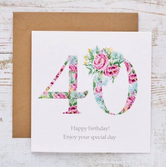 40 Floral Happy Birthday Card