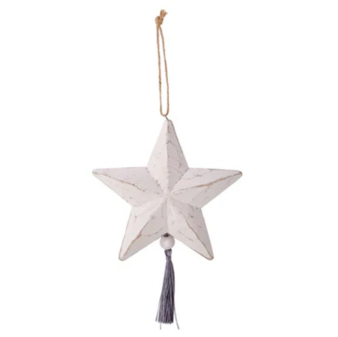 Tassel Star Hanger White Distressed Wood