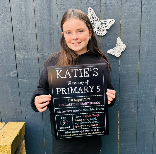 Chalkboard Personalised First Day School Print