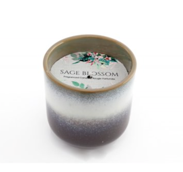 Sage Blossom Ceramic Candle