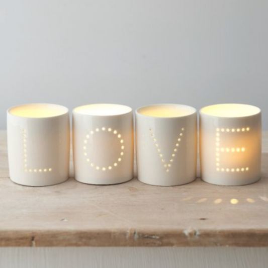 LOVE Tea Light Holder set of 4