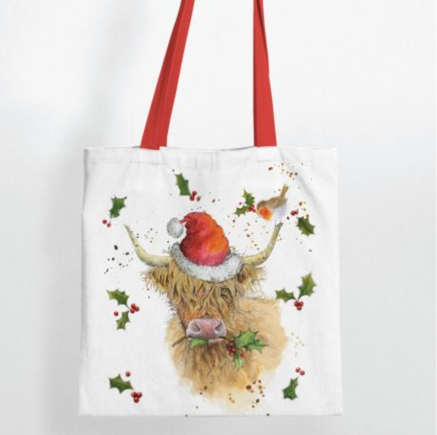 Christmas Highland Cow Reusable Shopping Bag