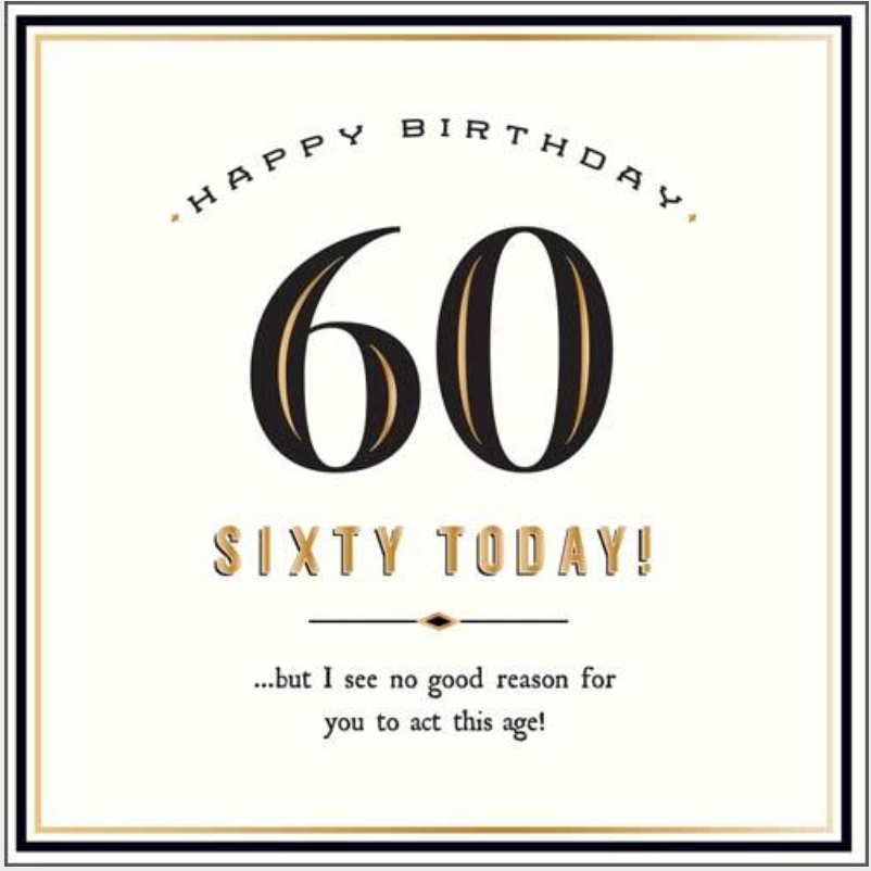 60 Today! Act This Age Greetings Card