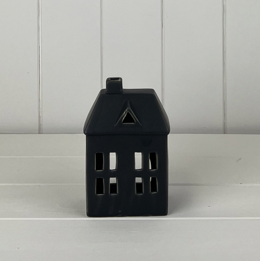 Black Ceramic House Tealight Holder