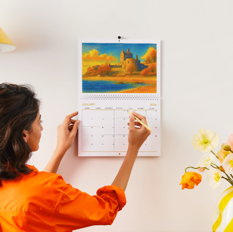Kirkcaldy 2026 Wall Calendar | Watercolour Art | A3 portrait (Double A4)