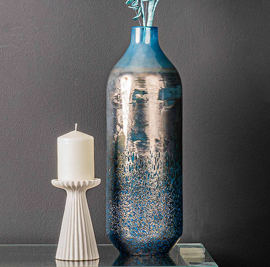 Dark Blue Handmade Decorative Glass Bud Vase