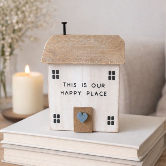 Wooden House Block - “This Is Our Happy Place”
