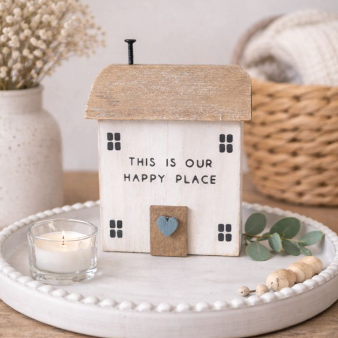 Wooden House Block - “This Is Our Happy Place”