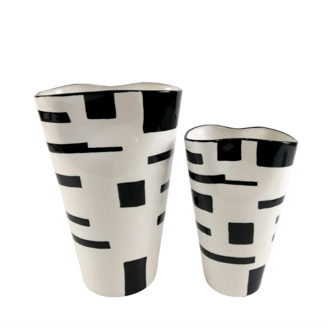Monochrome Grid Lines Vase, Medium