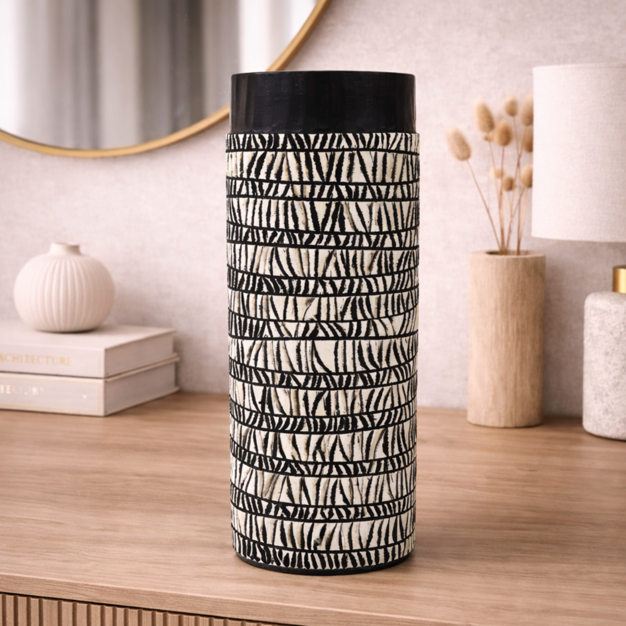 Patterned Oval Vase - Large