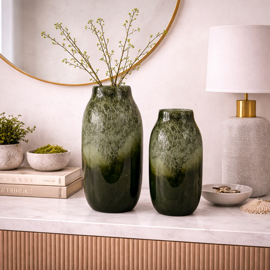 Verde Echo Handmade Glass Vase, Medium