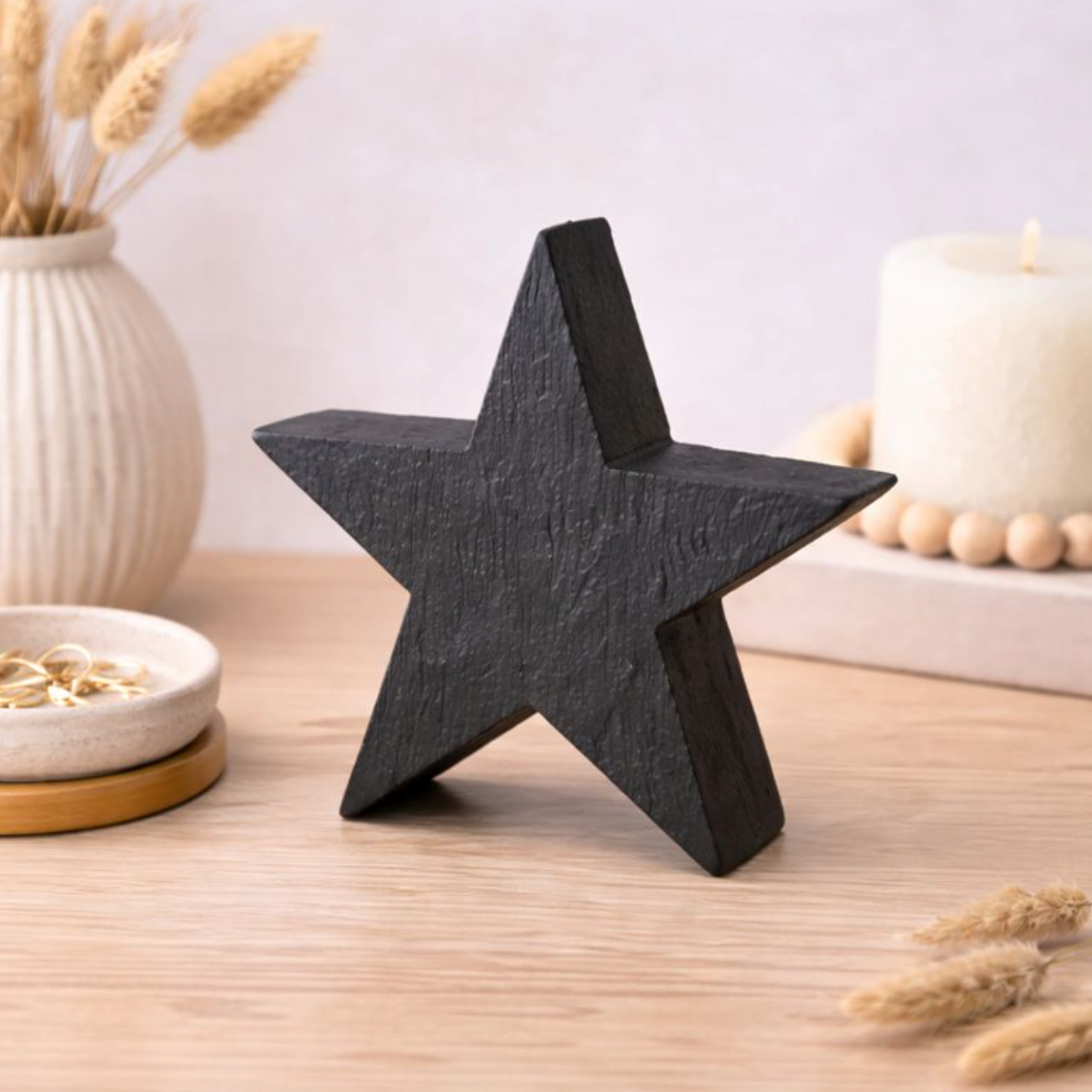 Black Mango Wood Star Ornament, Large