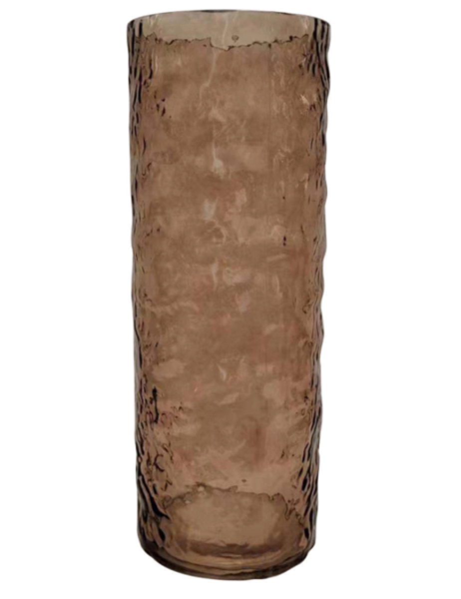 Tall Textured Glass Vase - Smoke Brown