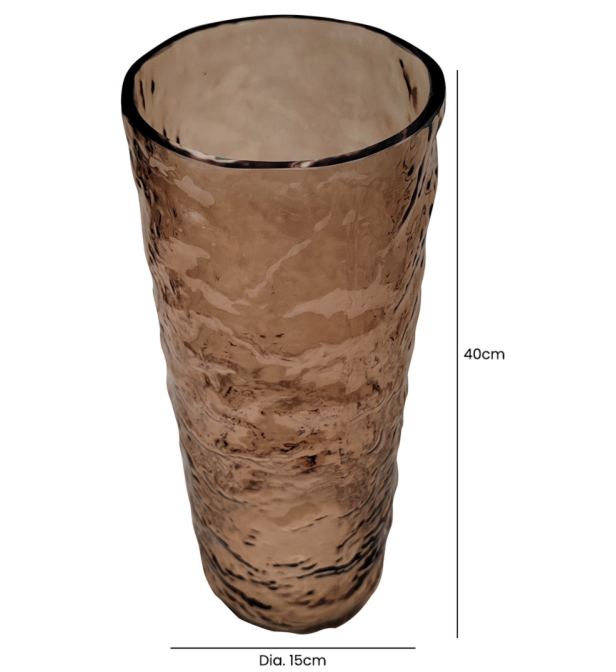 Tall Textured Glass Vase - Smoke Brown