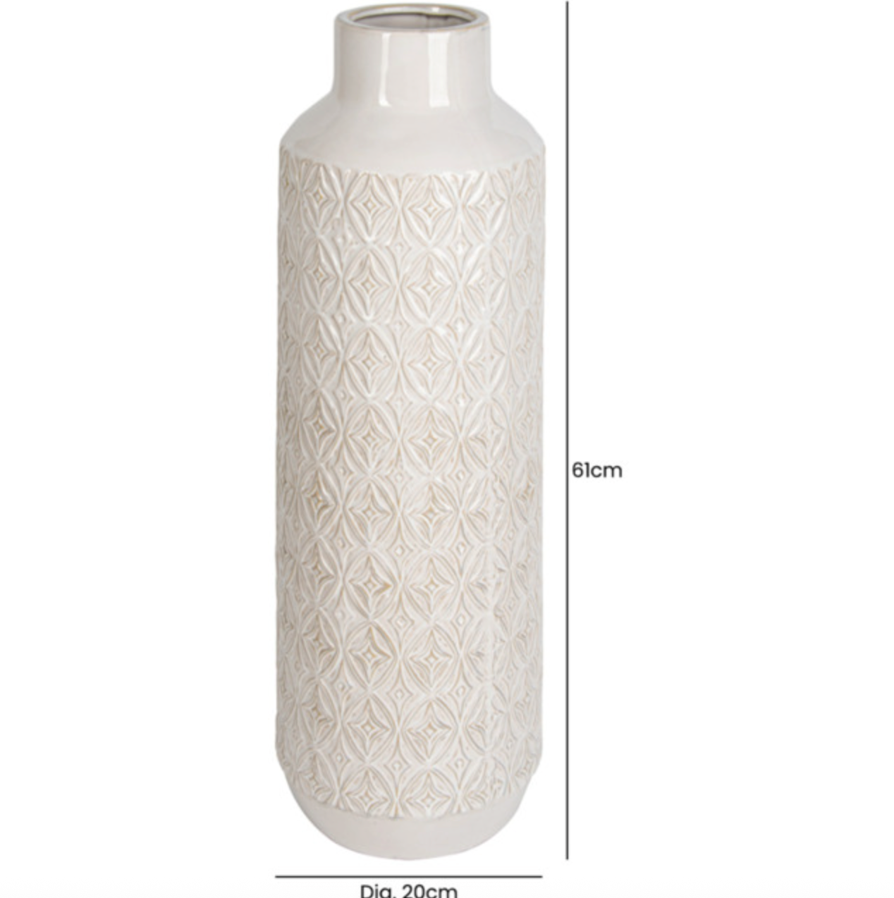 Embossed Ceramic Vase with Geometric Pattern | X-Large