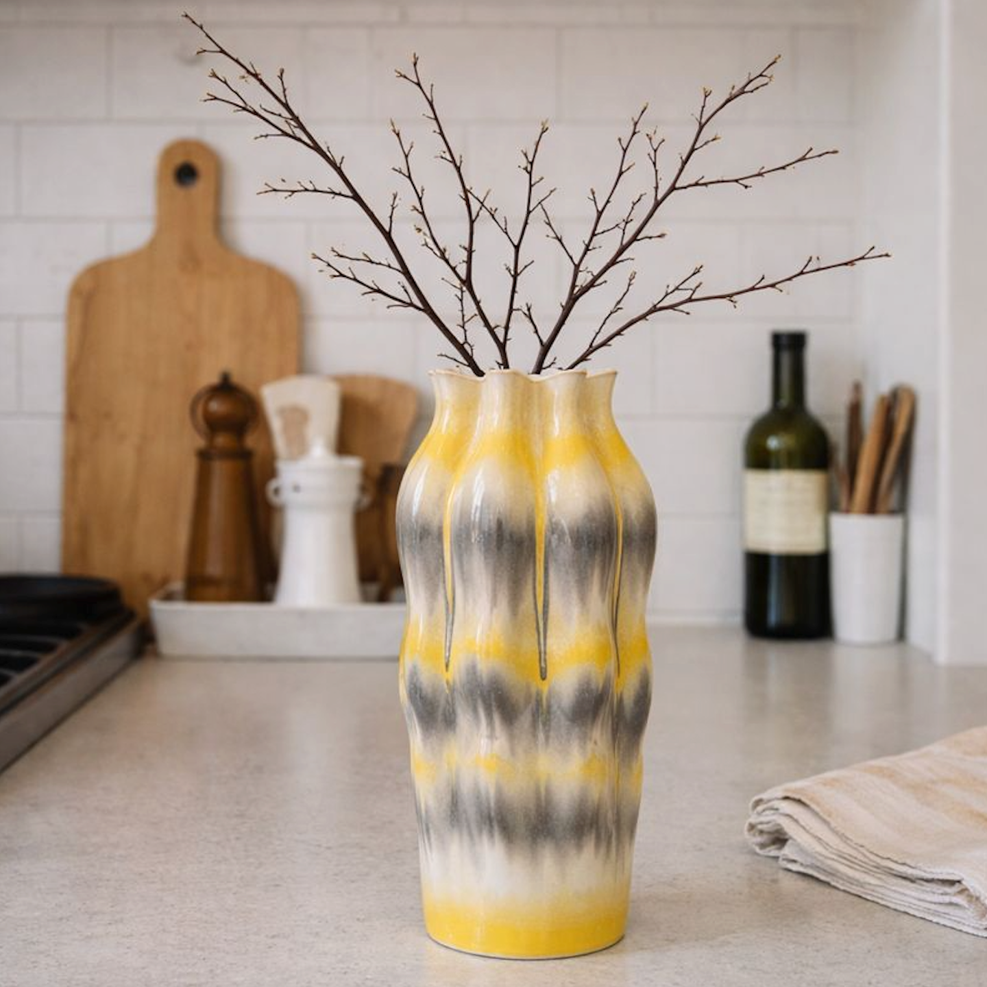 Reactive Glaze Sculptural Ceramic Vase