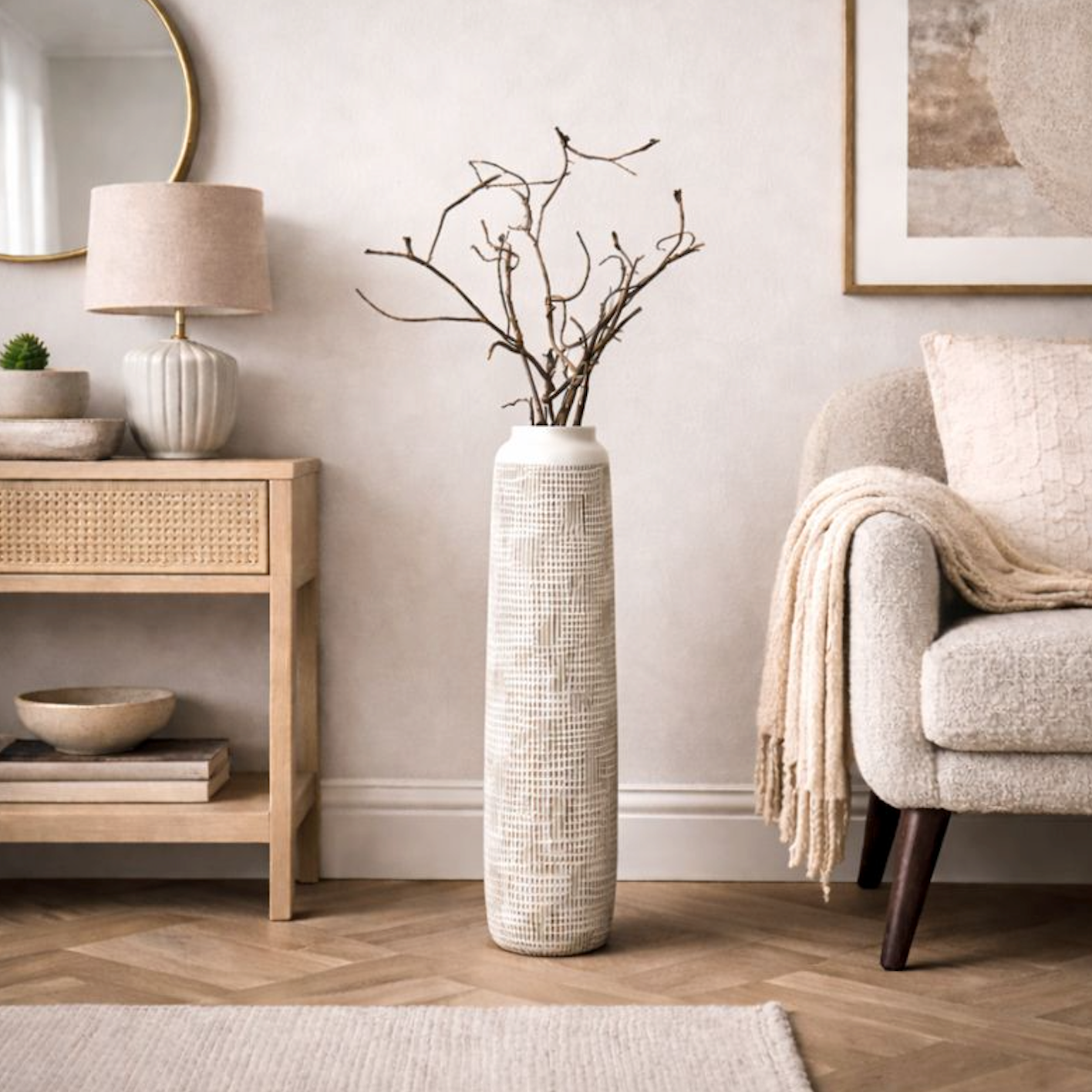 Textured Tall Polyresin Floor Vase | X-Large