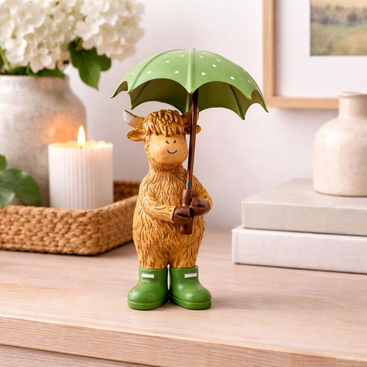 Hamish the Highland Cow with Umbrella