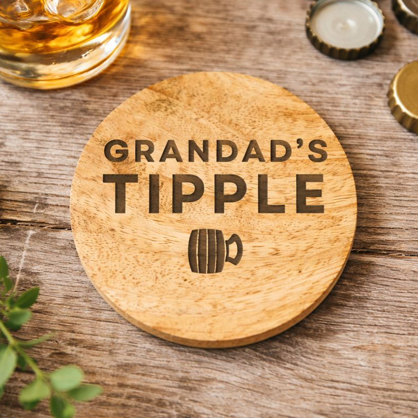 Grandad’s Tipple Engraved Wooden Coaster