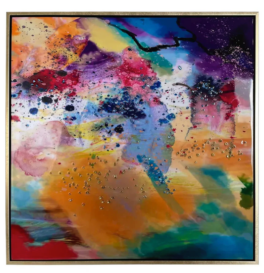 Framed Multicoloured Abstract Canvas