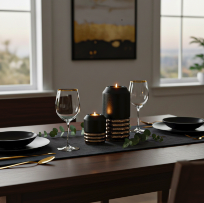 Black & Textured Bronze Tealight Holder | Medium