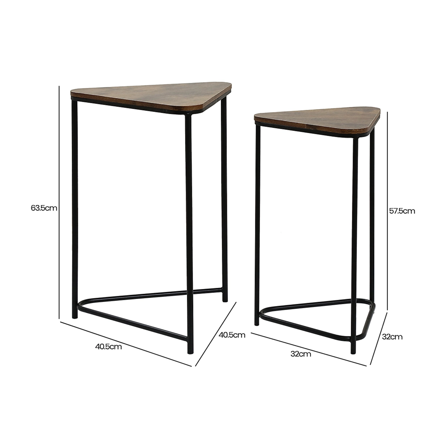 Nest of 2 Wooden & Metal Side Tables