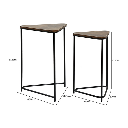 Nest of 2 Wooden & Metal Side Tables
