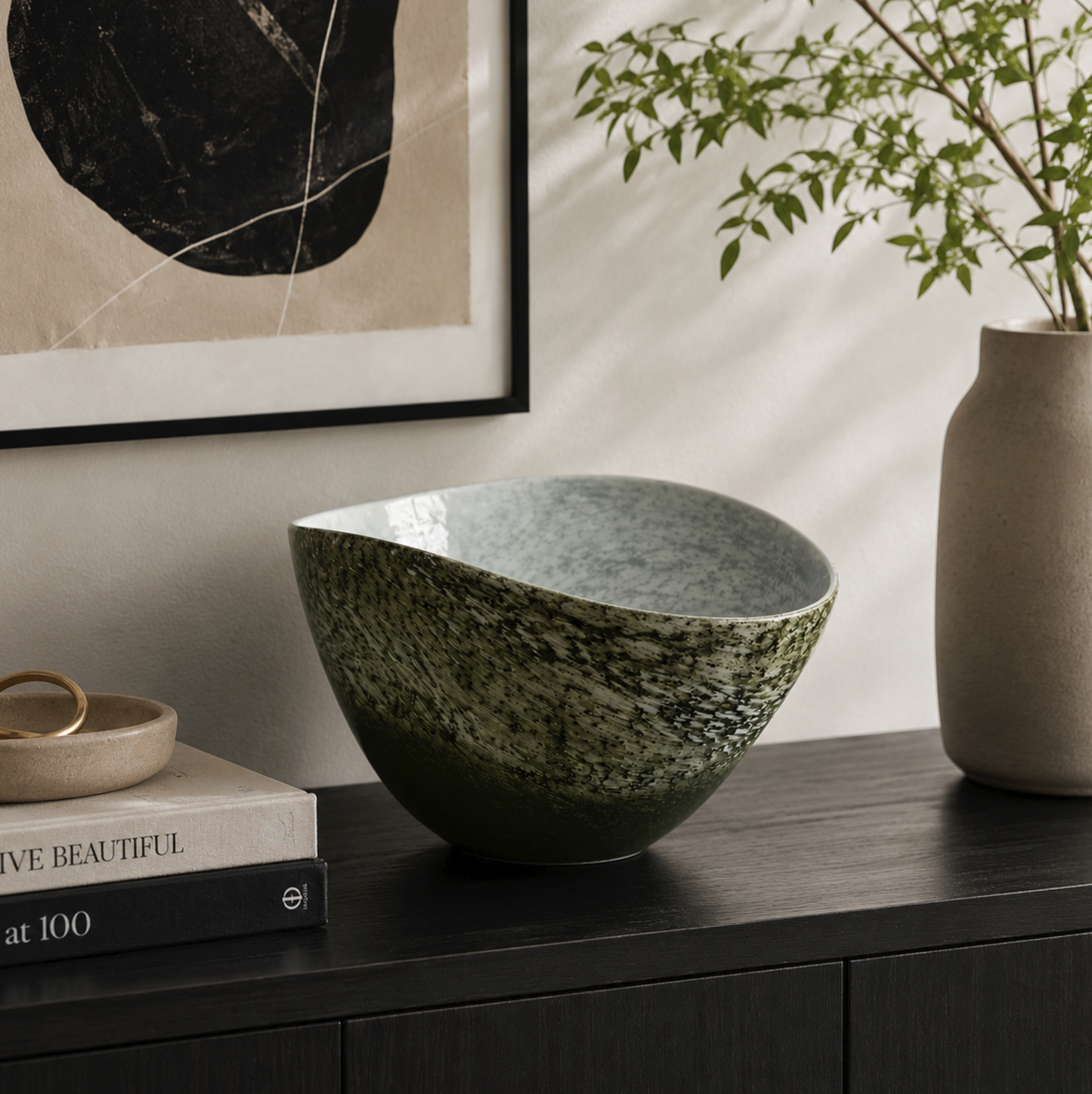 Verde Echo Green Decorative Handmade Glass Bowl