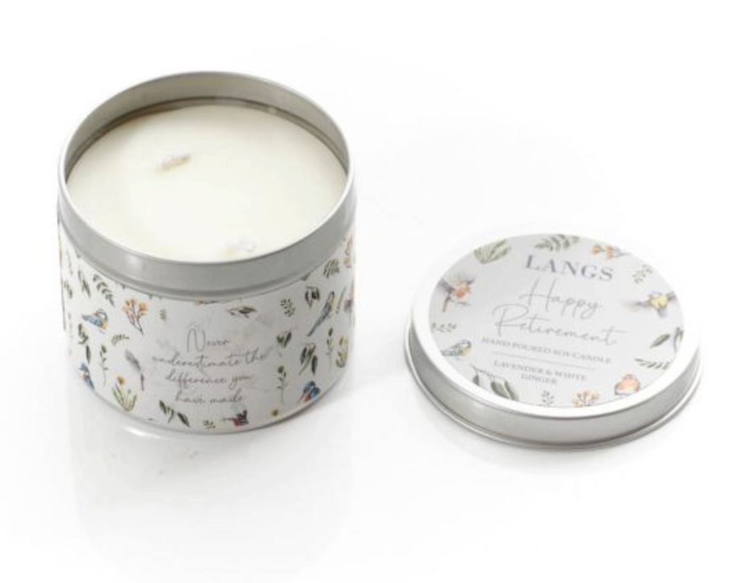 Lavender & White Ginger - Happy Retirement | Soy Tin Candle