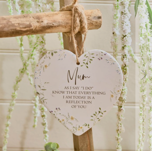 Mum Wedding Sentiment 3D Ceramic Heart