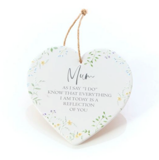 Mum Wedding Sentiment 3D Ceramic Heart