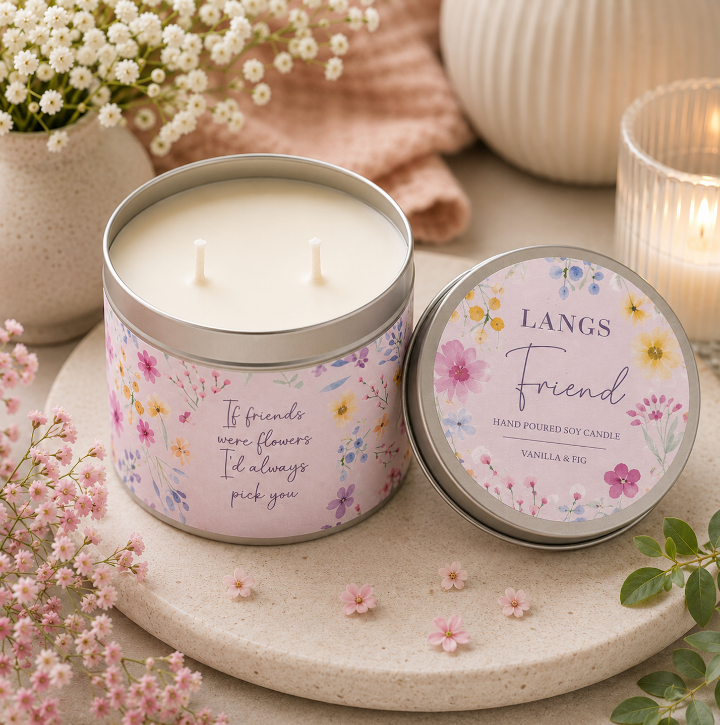 Vanilla & Fig - If Friends Were Flowers | Soy Tin Candle