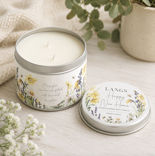 Fresh Linen - Happy New Home | Soy Tin Candle