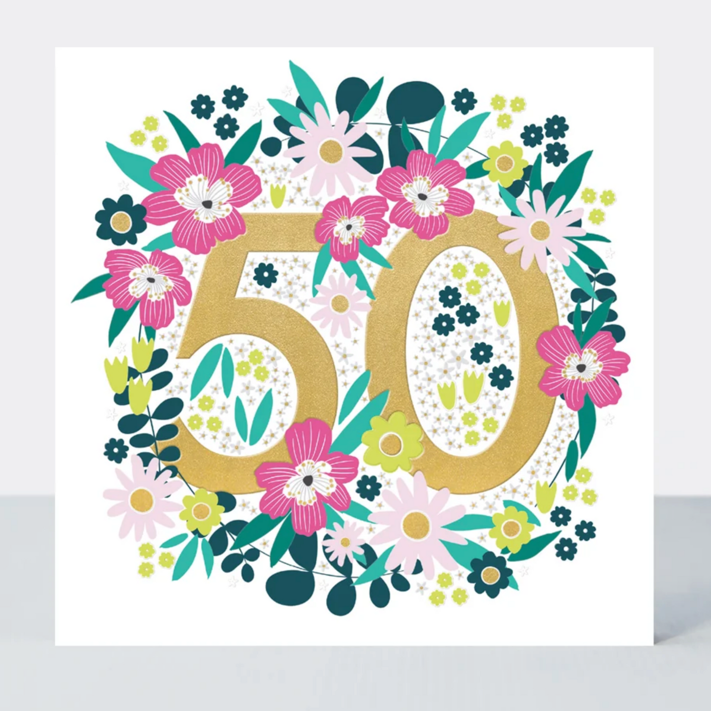 Wreath 50th Birthday Greetings Card