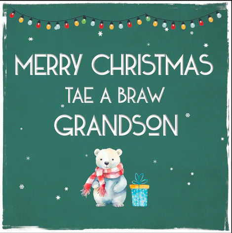 Merry Christmas Tae A Braw Grandson Card