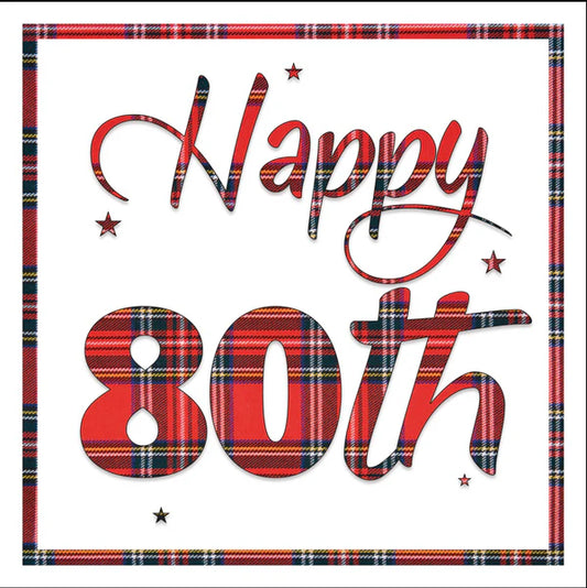 Happy 80th Red Tartan Card