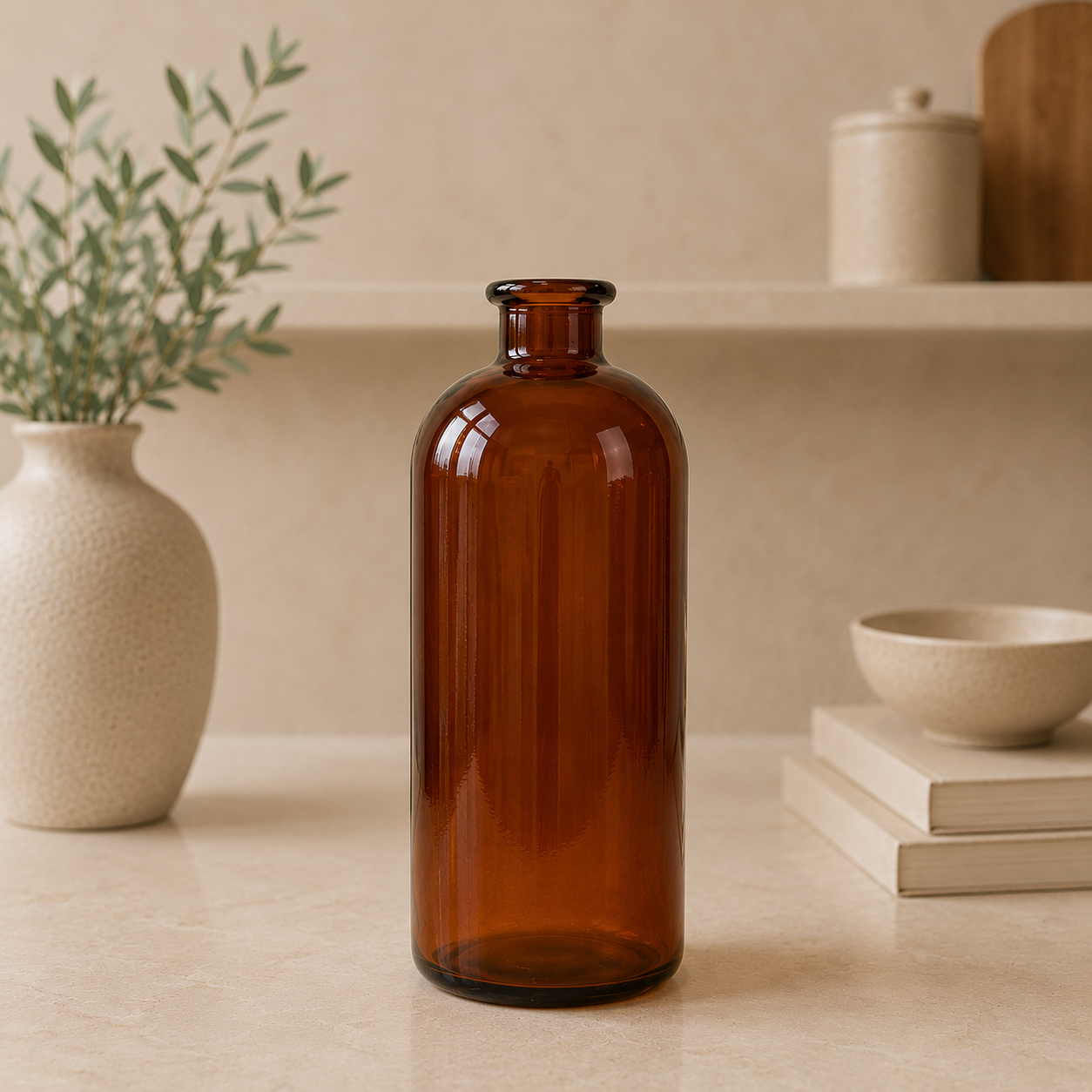 Tall Burnt Amber Bottle