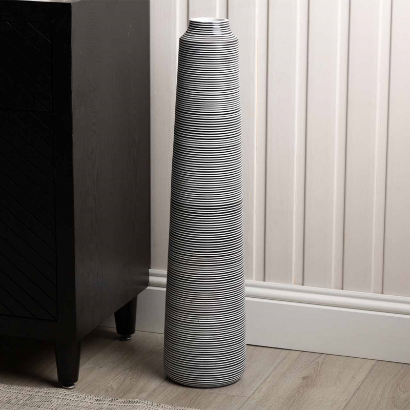 Black and White Stripes Tall Vase 74cm