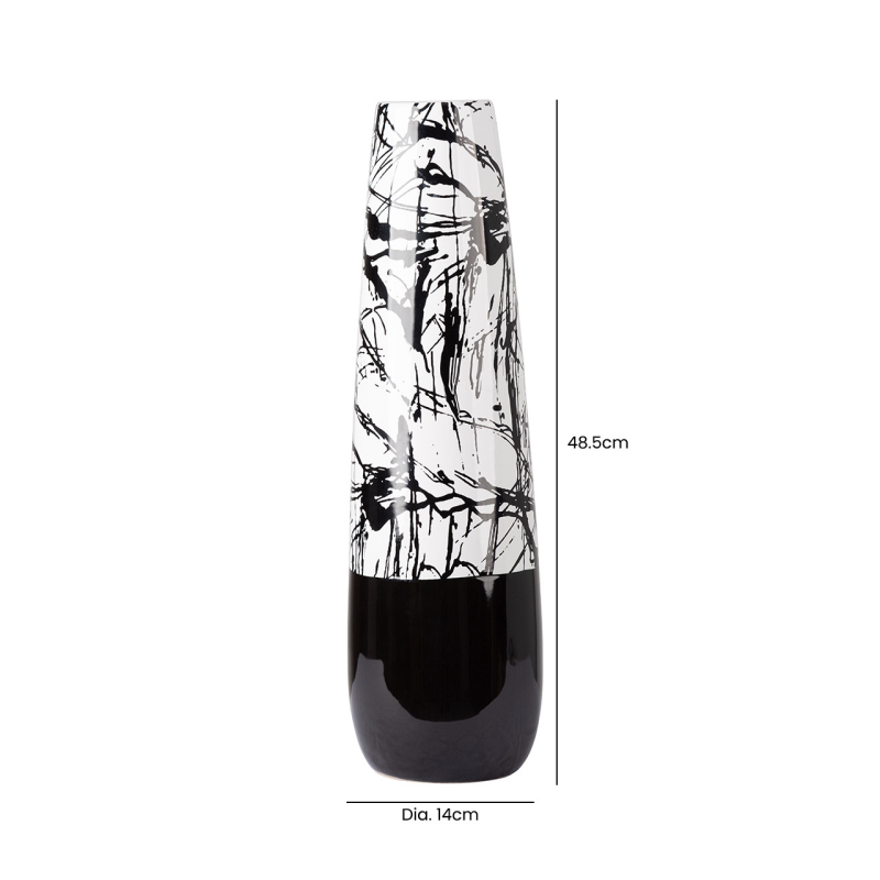 Black and White Splash Ceramic Vase 48.5cm