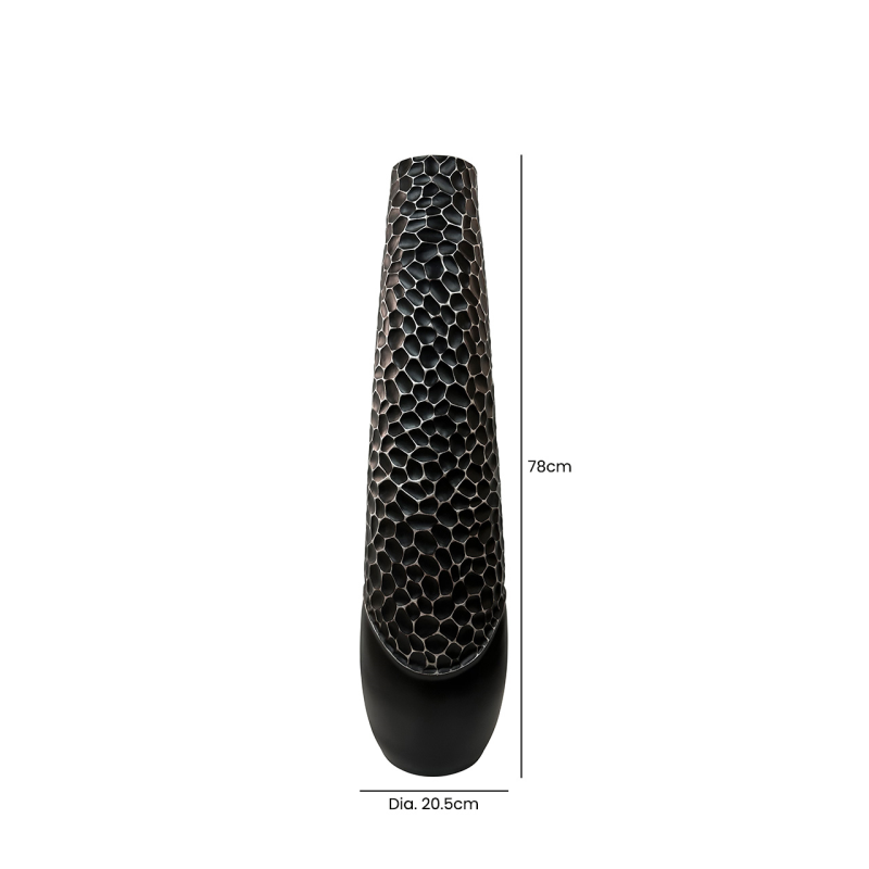 Black Metallic Textured Polyresin Vase 78cm