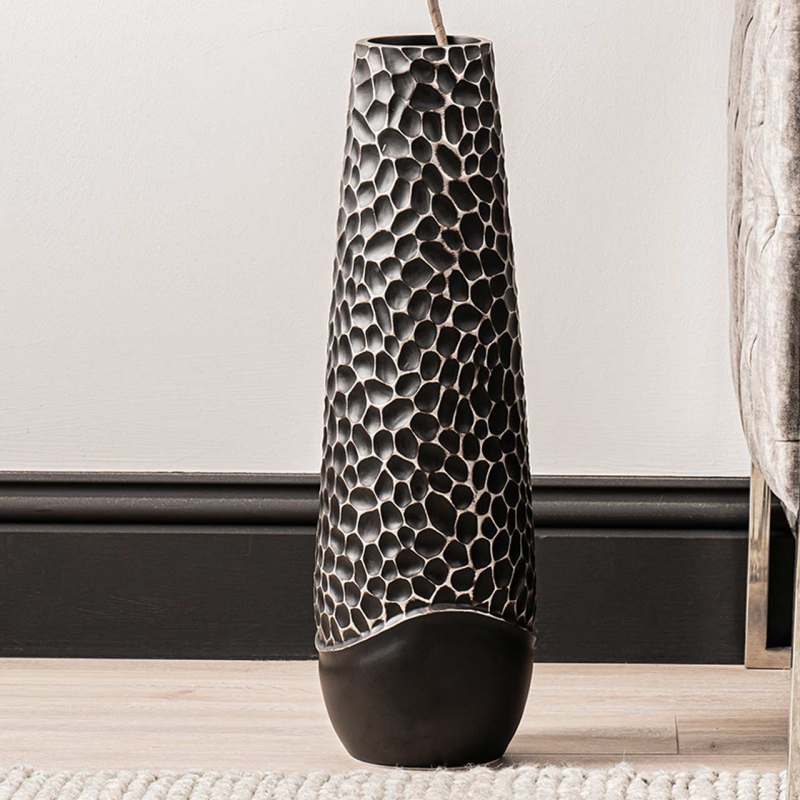 Black Metallic Textured Polyresin Vase 78cm