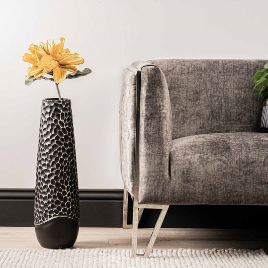 Black Metallic Textured Polyresin Vase 78cm