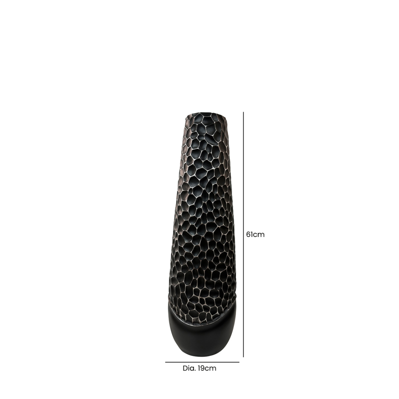 Black Metallic Textured Polyresin Vase 61cm