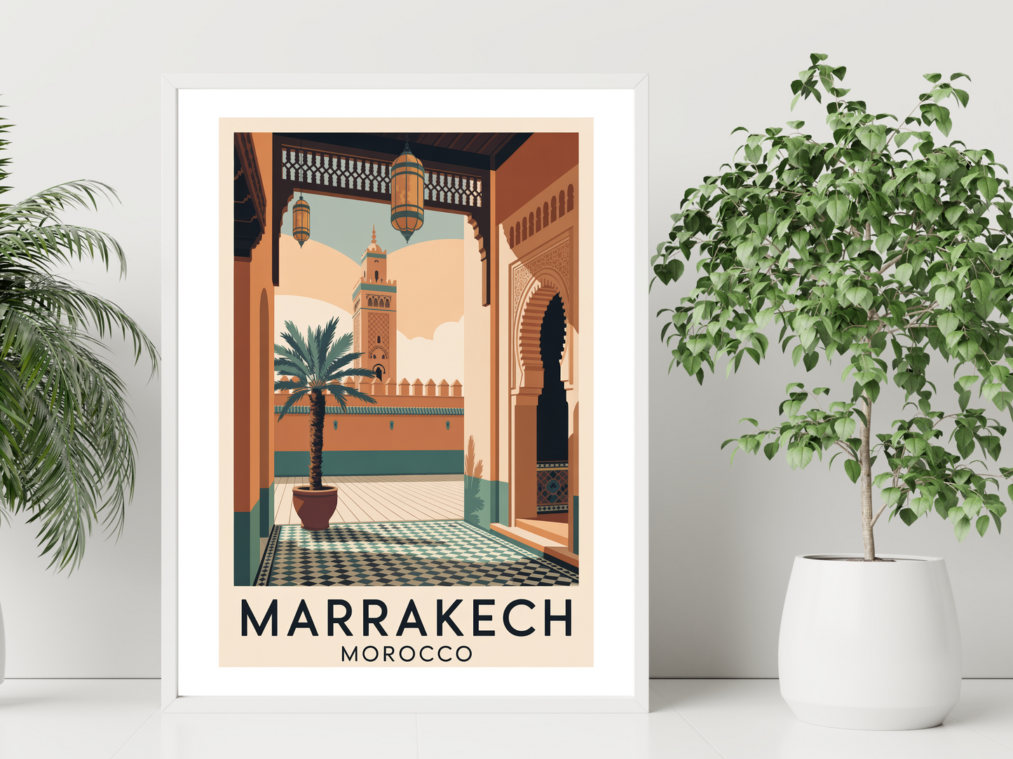Marrakech Morocco Travel Poster | Vintage Wall Print