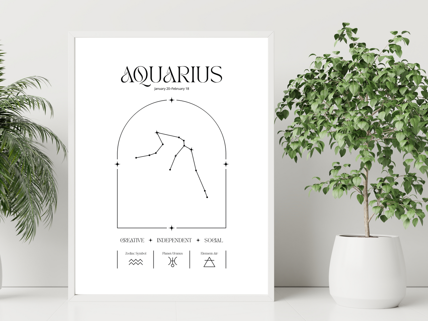 Aquarius Zodiac Print | Minimalist Astrology Poster