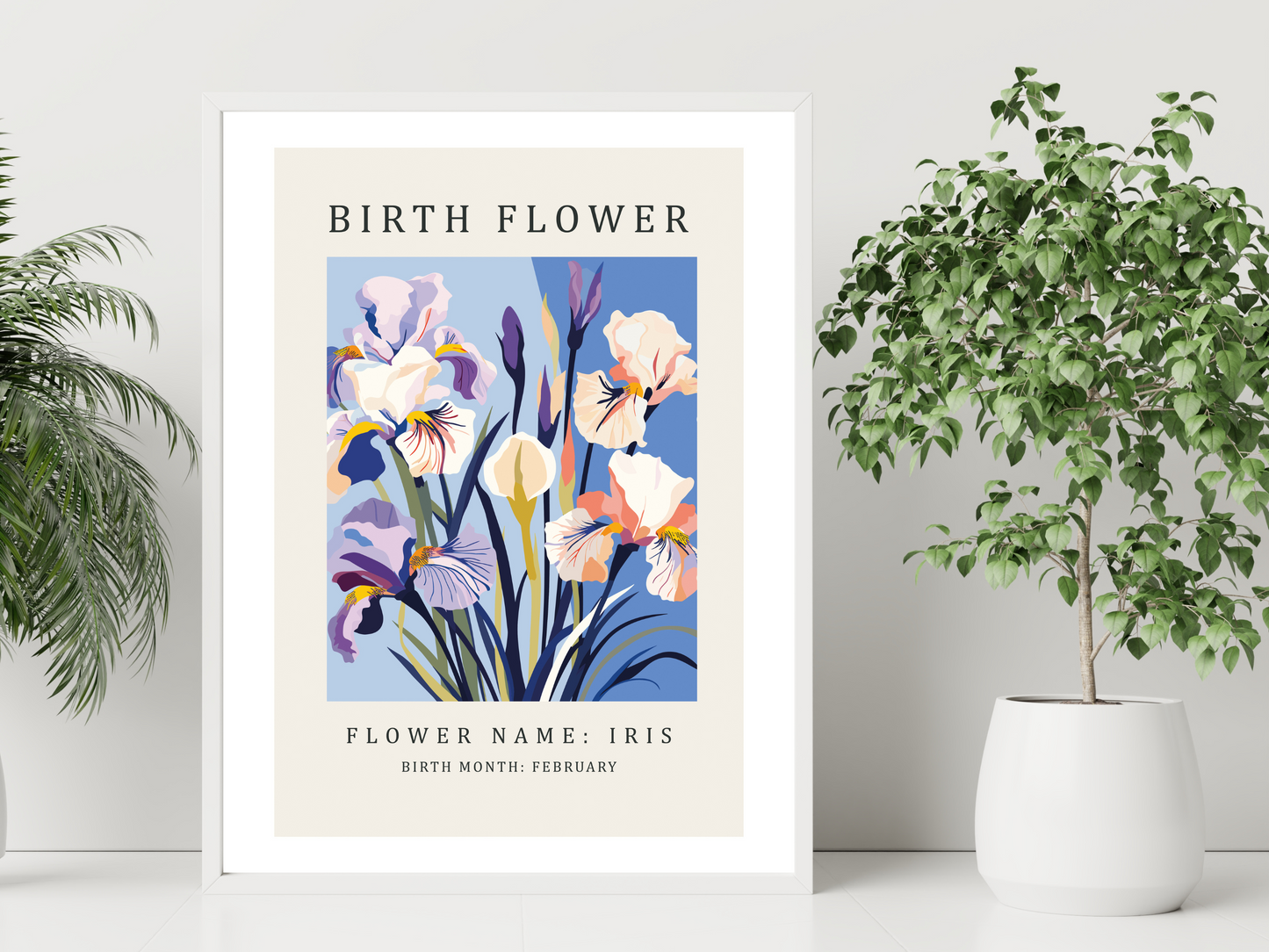 Birth Flower Print February Iris | Birthday Month Poster