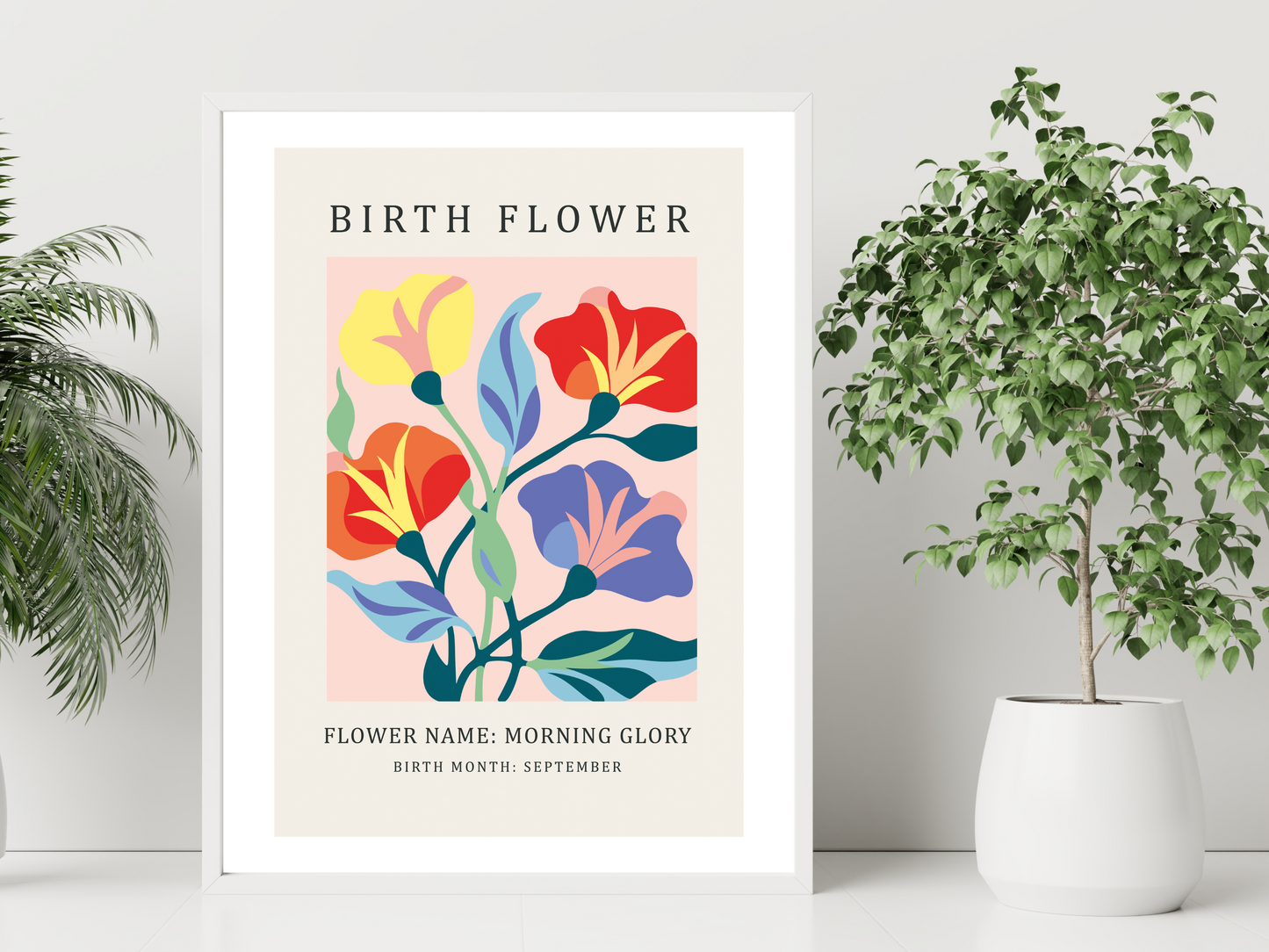 Birth Flower Print September Morning Glory | Birthday Month Poster